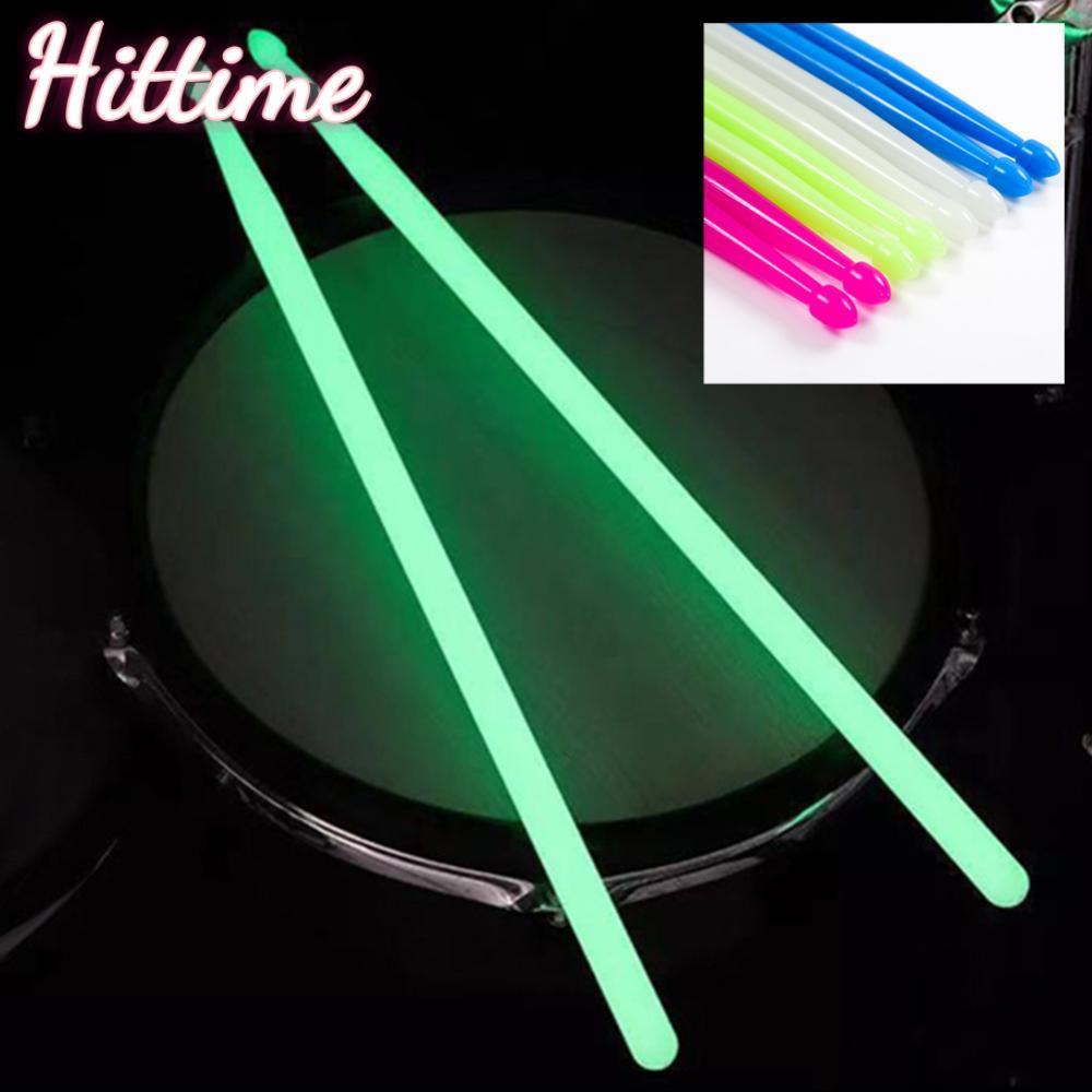 HITTIME Luminous Light Up Drum Sticks Anti Slip Drumsticks 1 คู่เรืองแสงดนตรีกลองชุดเครื่องมือสําหรั