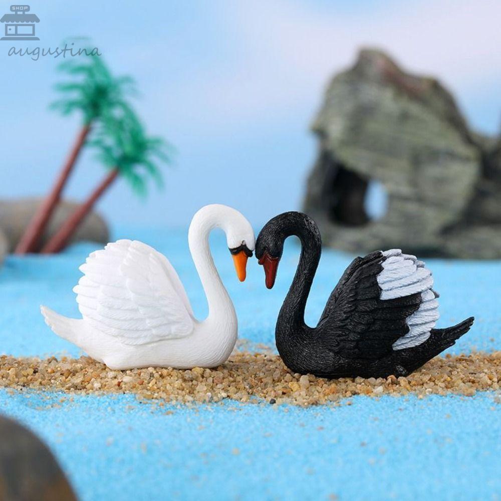 AUGUSTINA Swan Miniatures, Craft Animal Goose Model, Creative Cute DIY Lover Swan Jewelry Home Decor