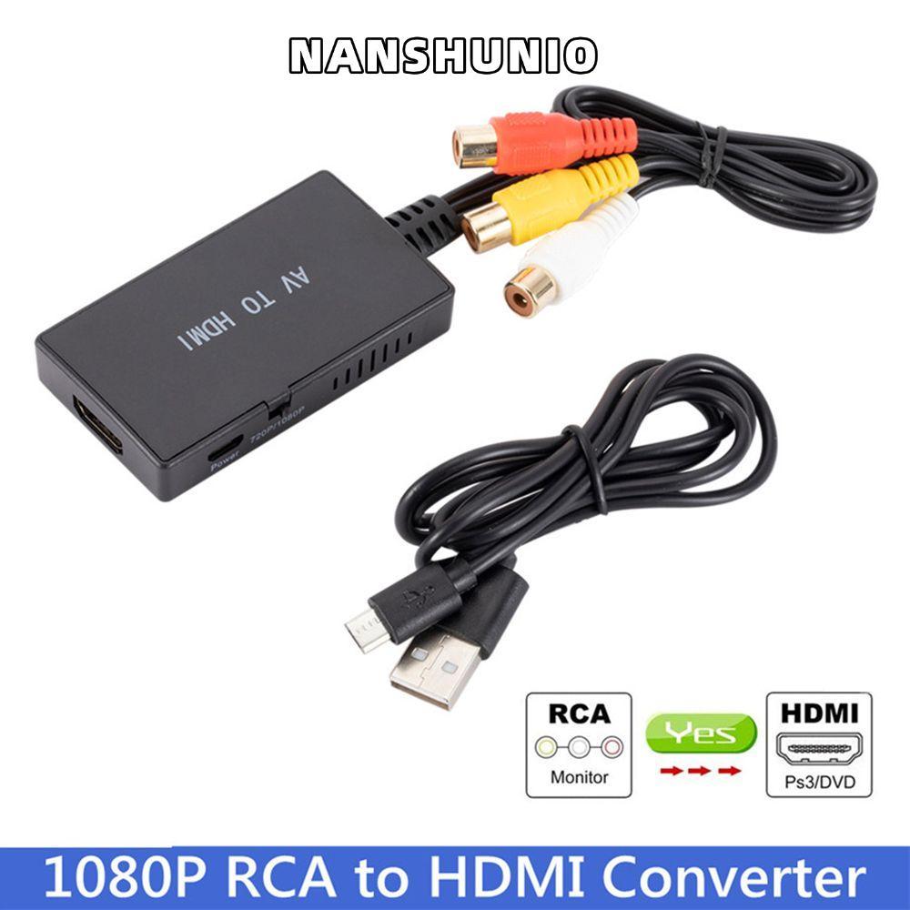 NANSHUNIO ตัวแปลง RCA เป็น HDMI VHS VCR วิดีโอเสียง DVD สําหรับ PS1 PS2 PS3 STB Xbox