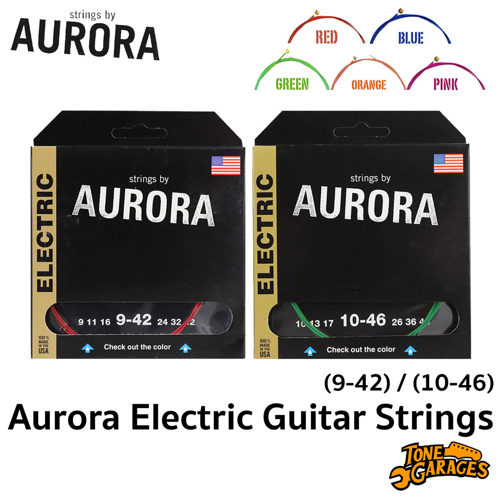 Aurora Premium Electric Guitar Strings (9-42) / (10-46) สายกีต้าร์ไฟฟ้า เบอร์9 , เบอร์10 แบบสี