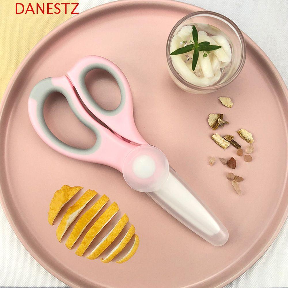 DANESTZ กรรไกรเซรามิกอุปกรณ์สําหรับเด็กในครัวเรือนบนโต๊ะอาหารสําหรับเด็กกล่องเก็บกรรไกรอาหาร