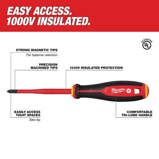 Milwaukee 48-22-222207 2PC 1000V ฉนวน Slim Tip ไขควงชุดเครื่องมือสําหรับตกแต่งบ้าน