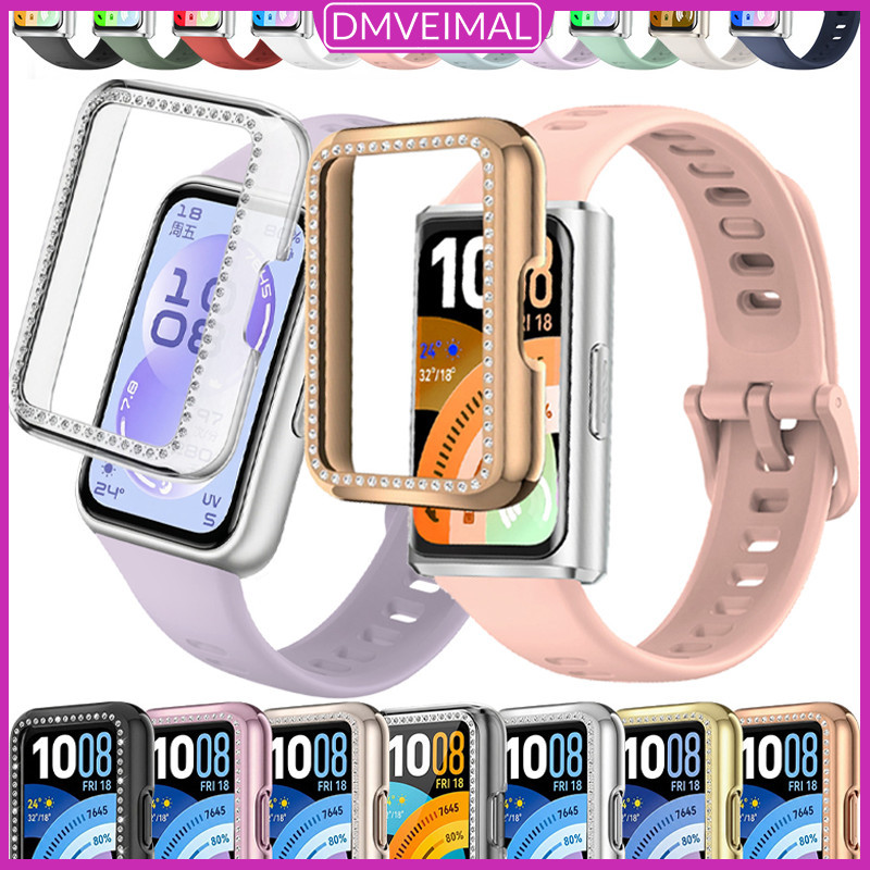 สายซิลิโคนกรณีเพชร for Smartwatch Huawei Band 11/ 11 Pro ผู้ป้องกันหน้าจอ PC ฝาครอบกันชนกรอบเข็มข้อมือสร้อยข้อมือ