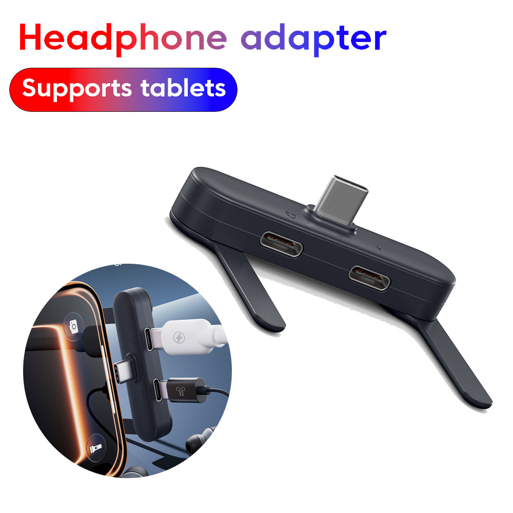 อะแดปเตอร์หูฟัง USB C ของ Elough 2-in-1 พร้อมขาตั้งโทรศัพท์ Type C ถึง Type C ขั้วต่อสายชาร์จเร็ว
