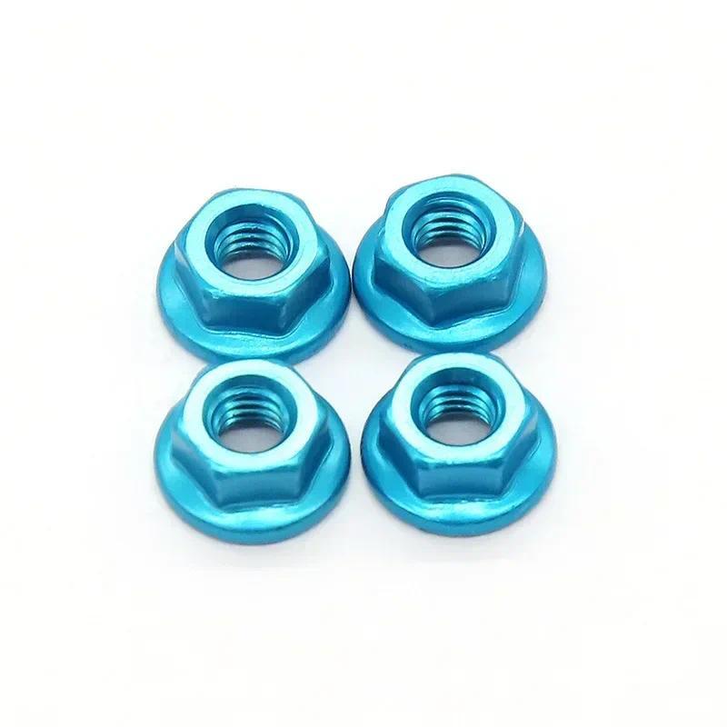 4pcs RC รถอลูมิเนียมไนลอน Nut M4 สําหรับ HSP 94101 94102 94123 94170 1/10 รถ Buggy รถบรรทุก
