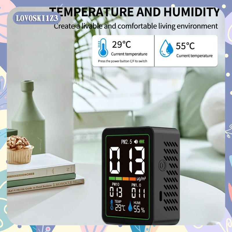 [lovoski1z3] เครื่องตรวจจับอุณหภูมิความชื้น PM2.5 PM10 PM1.0 Meter 5 in 1 เครื่องทดสอบคุณภาพอากาศแบบ