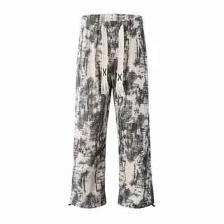 MEFEEE Mens Tie Dye Ink Wash Sweatpants หลวม Fit กีฬา Joggers Streetwear กางเกงลําลอง High Street แฟชั่น