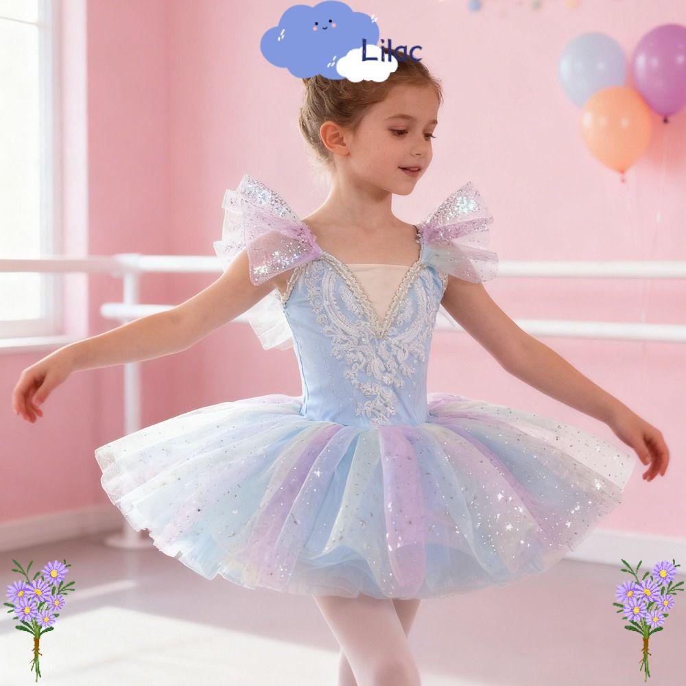 LILAC ชุดบัลเล่ต์แบบ Tutu ชุดปาร์ตี้เลื่อมสำหรับเด็ก แฟชั่นโมเดิร์นสำหรับการแสดง