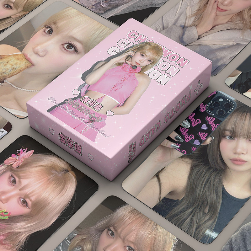 50 ชิ้น/กล่อง Le sserafim เลเซอร์การ์ด ChaeWon Eunchae Kazuha Yunjin Photocards Holographic LOMO การ