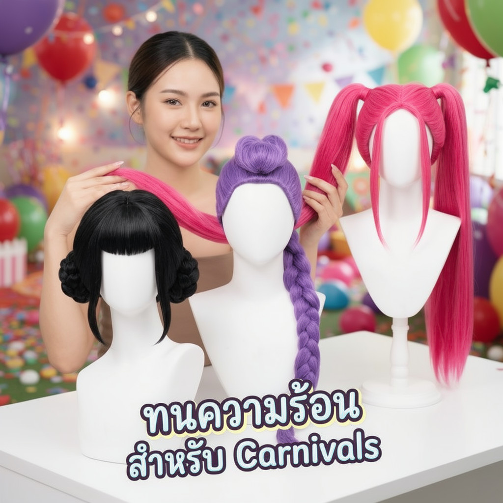 คอสเพลย์วิกผม เคป๊อป ผมยาวทนความร้อนไฟเบอร์ฮาโลวีนเทศกาลอะนิเมะพรรคฟรีหมวกวิกผม
