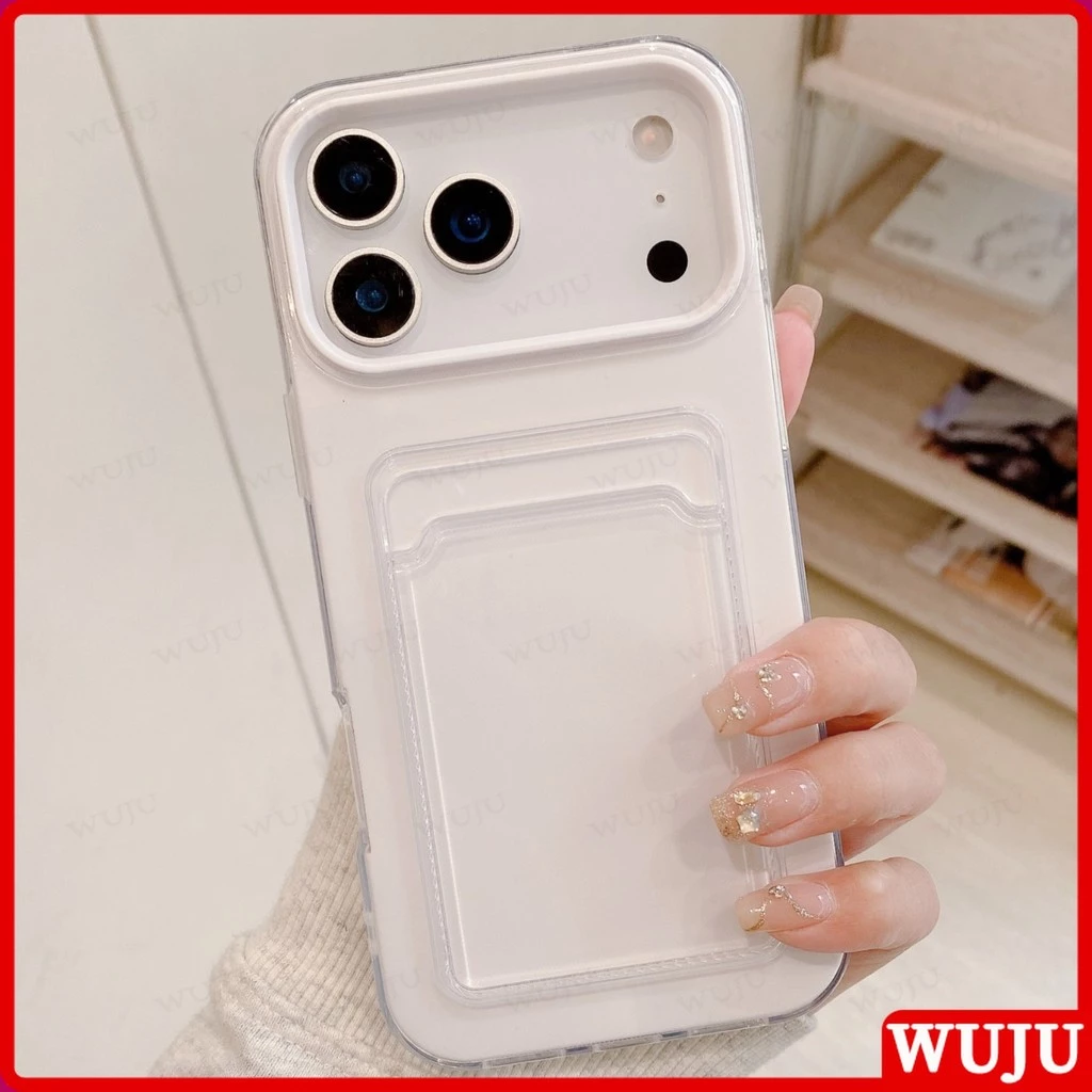 WUJU โปร่งใสผู้ถือบัตรกรณีเข้ากันได้สําหรับ IPhone 17 16 15 14 13 12 11 Pro Max, พร้อม Anti-Yellowing, กันกระแทก TPU กันชน
