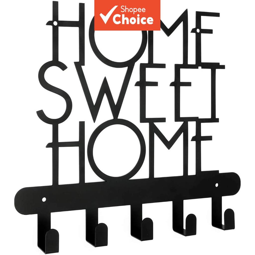 ที่ใส่กุญแจติดผนัง – ป้ายบ้าน Sweet Home พร้อมตะขอ 5 อัน, ที่จัดระเบียบตกแต่งและราวแขวนเสื้อ, เหมาะส