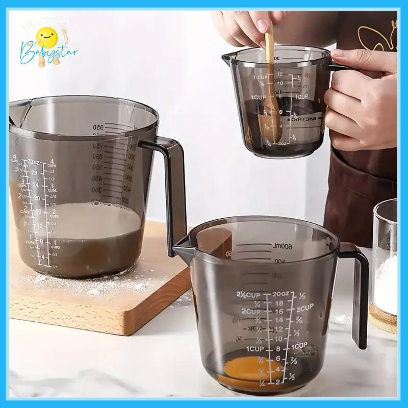 [Inthehot-t] 1 ชิ้นถ้วยตวงของเหลวอบ PS Scale ถ้วยพลาสติกปริมาตรวัดบีกเกอร์ครัวเบเกอรี่เครื่องมือ 150/300/600/1000ml [ใหม่]