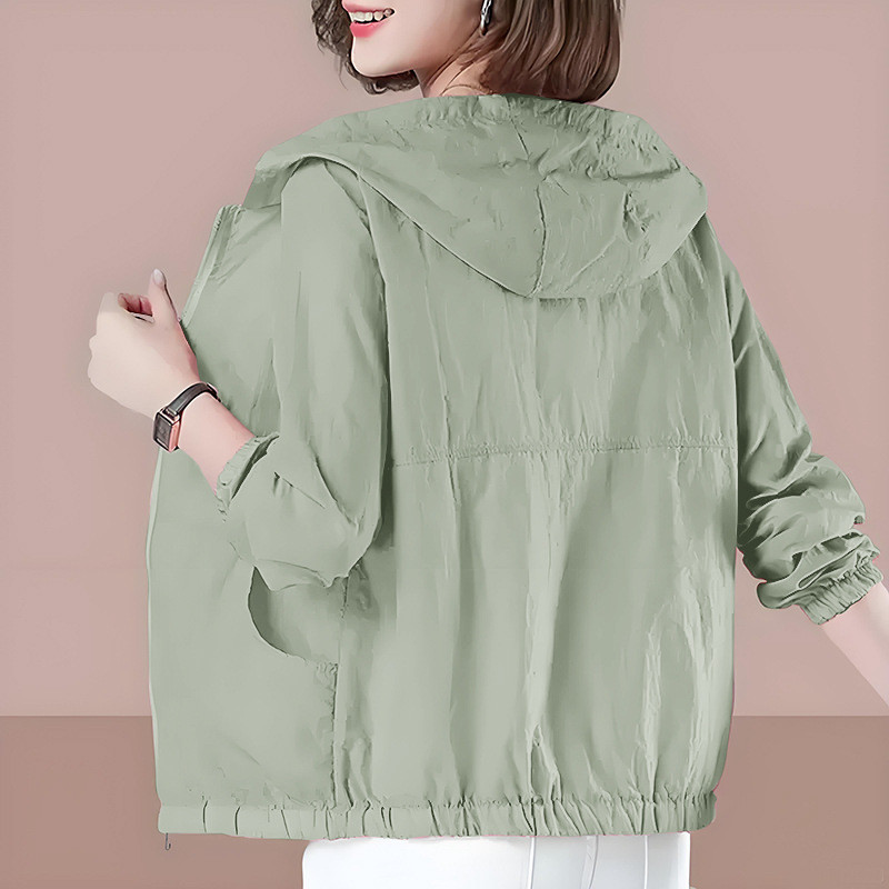 < พร้อมสต็อก คําสั่ง > M-4XL ครีมกันแดดเสื้อผ้าสุภาพสตรีฤดูร้อนสไตล์ใหม่แม่กลางอายุผู้สูงอายุกลางแจ้งระบายอากาศแขนยาวบางแจ็คเก็ต ราคา ถูกที่สุด ดีลบีเคเค แกลเลอรีภาพที่ 6