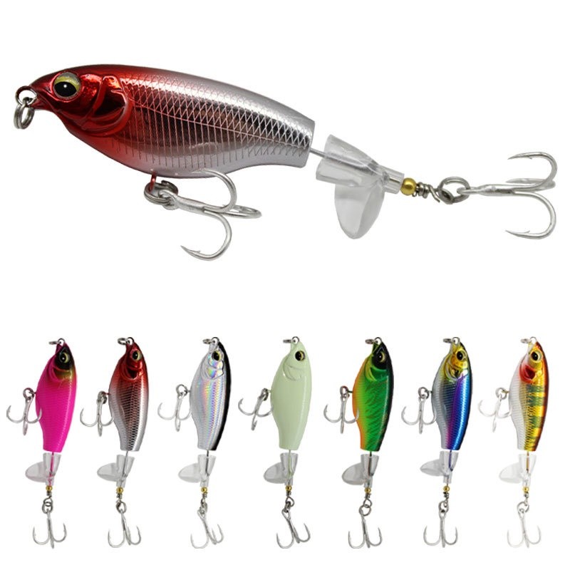 Vansinoy Fishing Lure 6g 11g หมุนหาง Popper ลอย Lure ใบพัดรถแทรกเตอร์ตกปลาทะเลเหยื่อ Hard ดินสอน้ําลอยแผนที่ Sub เหยื่อตกปลากลางแจ้งเกียร์ Snakehead