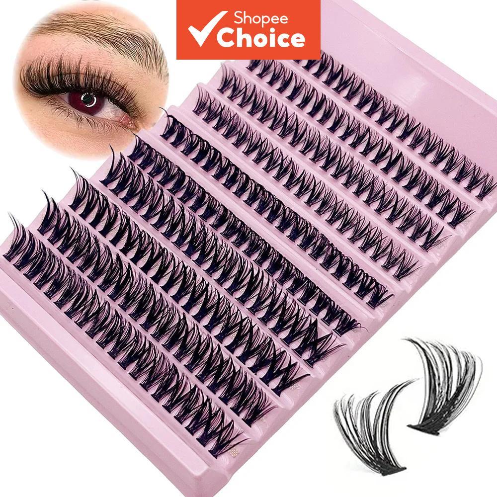 DIY ส่วนบุคคล Cluster Lashes 200 ชิ้น 40D พร้อม Natural C Curl 8-16 มม.ใช้งานง่าย 2 กล่องชุด