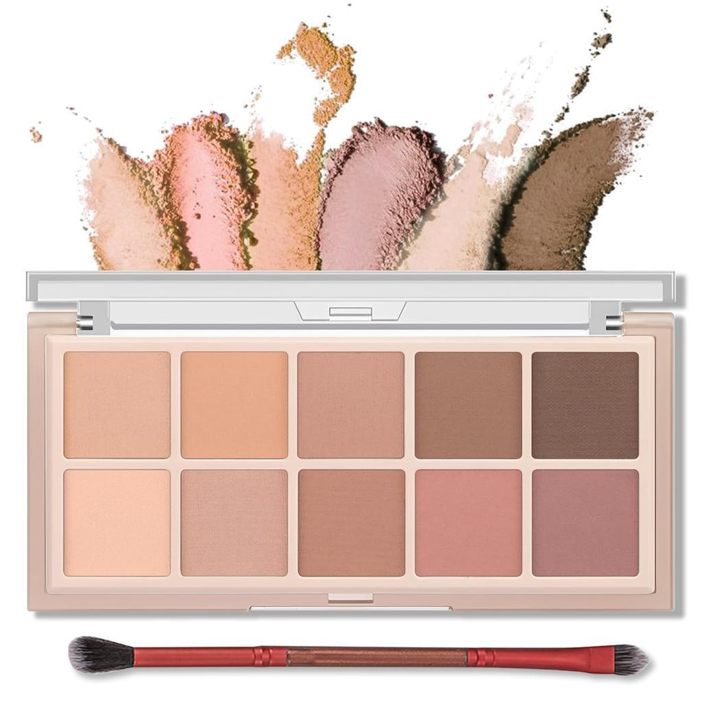 Erinde 10 สี Nude Eyeshadow Palette, Matte Light Beige Brown Eyeshadow Makeup, Super Easy ถึง Smudge