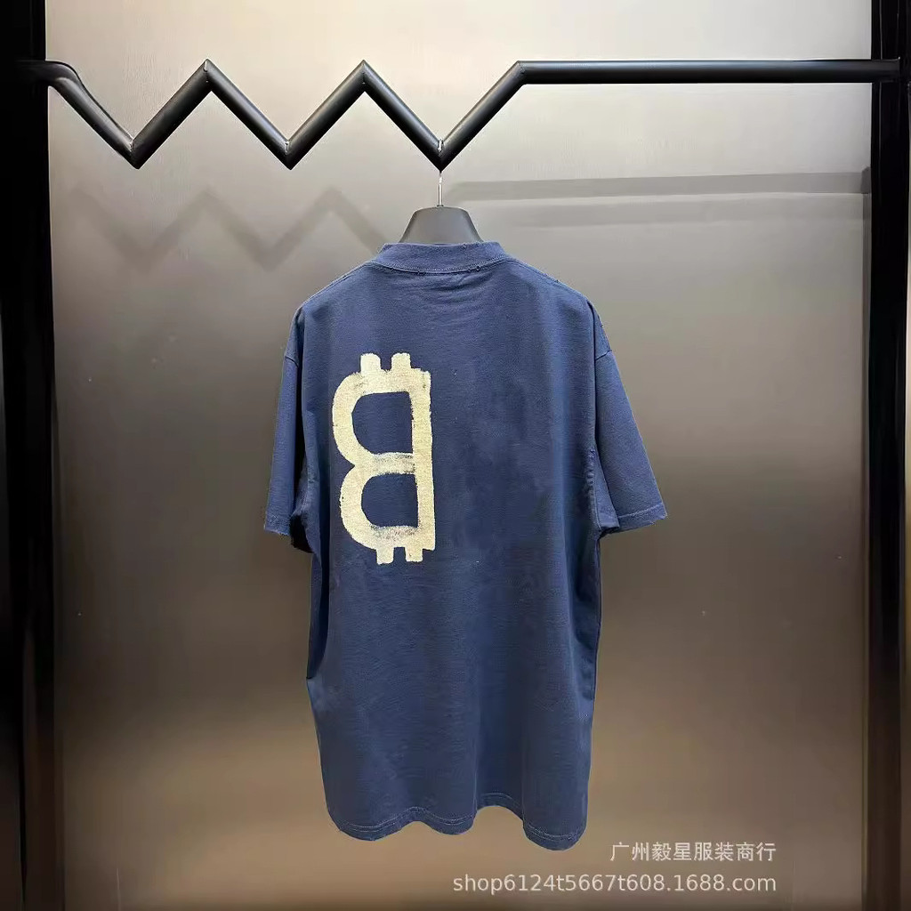 1: 1 Original Standard Real Shot, 24 ต้นฤดูใบไม้ผลิใหม่สไตล์คู่ Casual All-Match Bitcoin พิมพ์ผู้ชาย