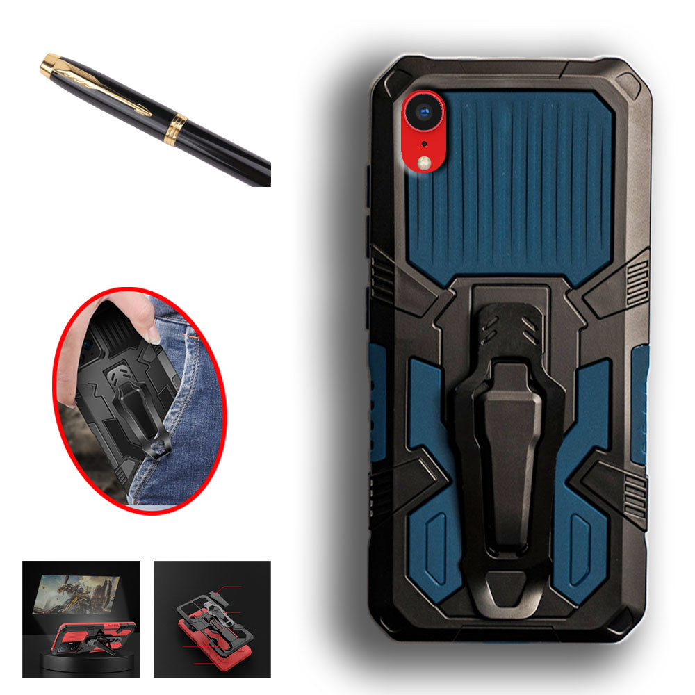 Apple iPhone XR Heavy Duty Military Grade Buckle Hard Protection Grip กันกระแทกทนทานเคสโทรศัพท์สองชั้นฝาหลัง