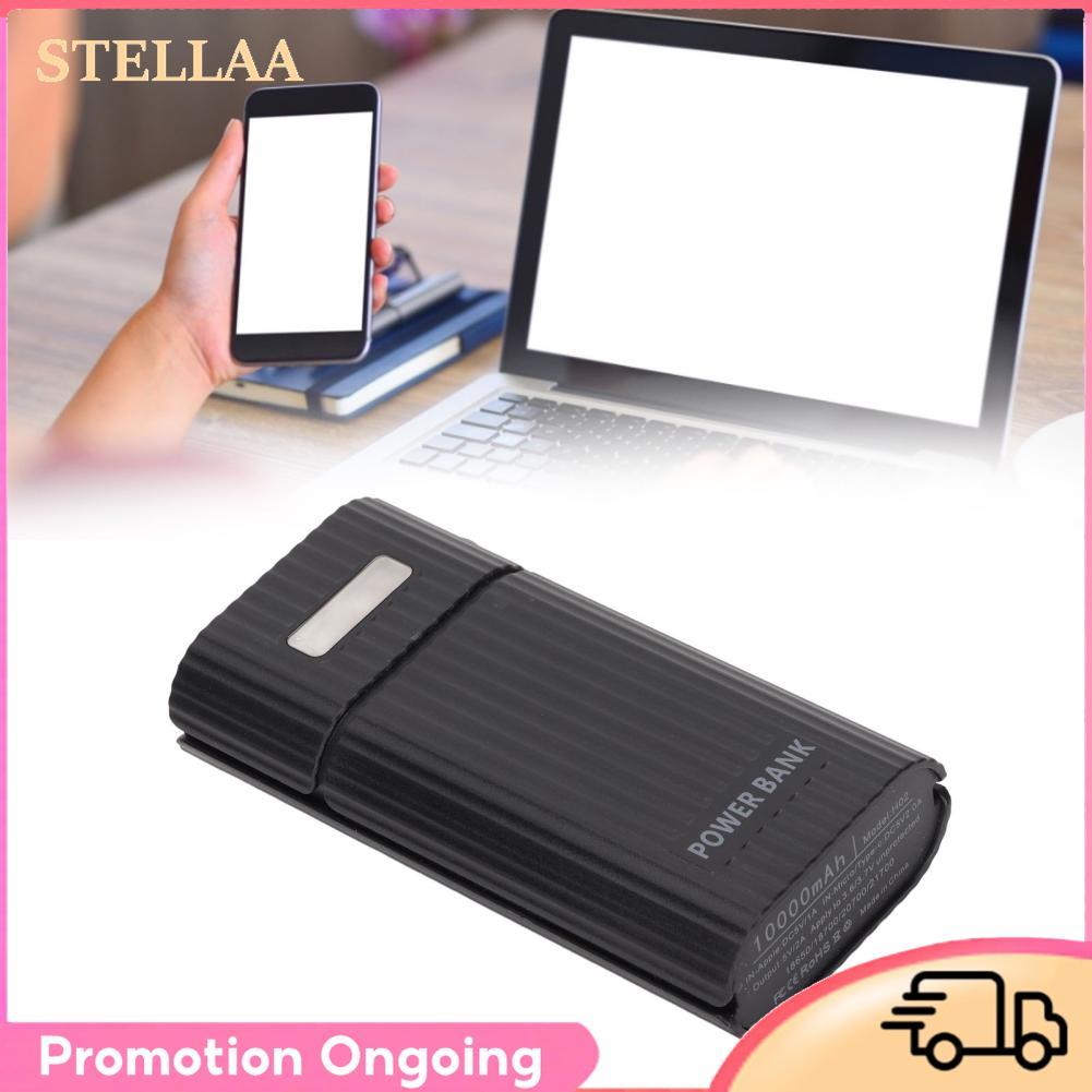 Stellaa 2x21700 Power แบตเตอรี่กล่องสะดวกน้ำหนักเบา DIY USB Bank Kit สำหรับโทรศัพท์มือถือ (สีดำ)