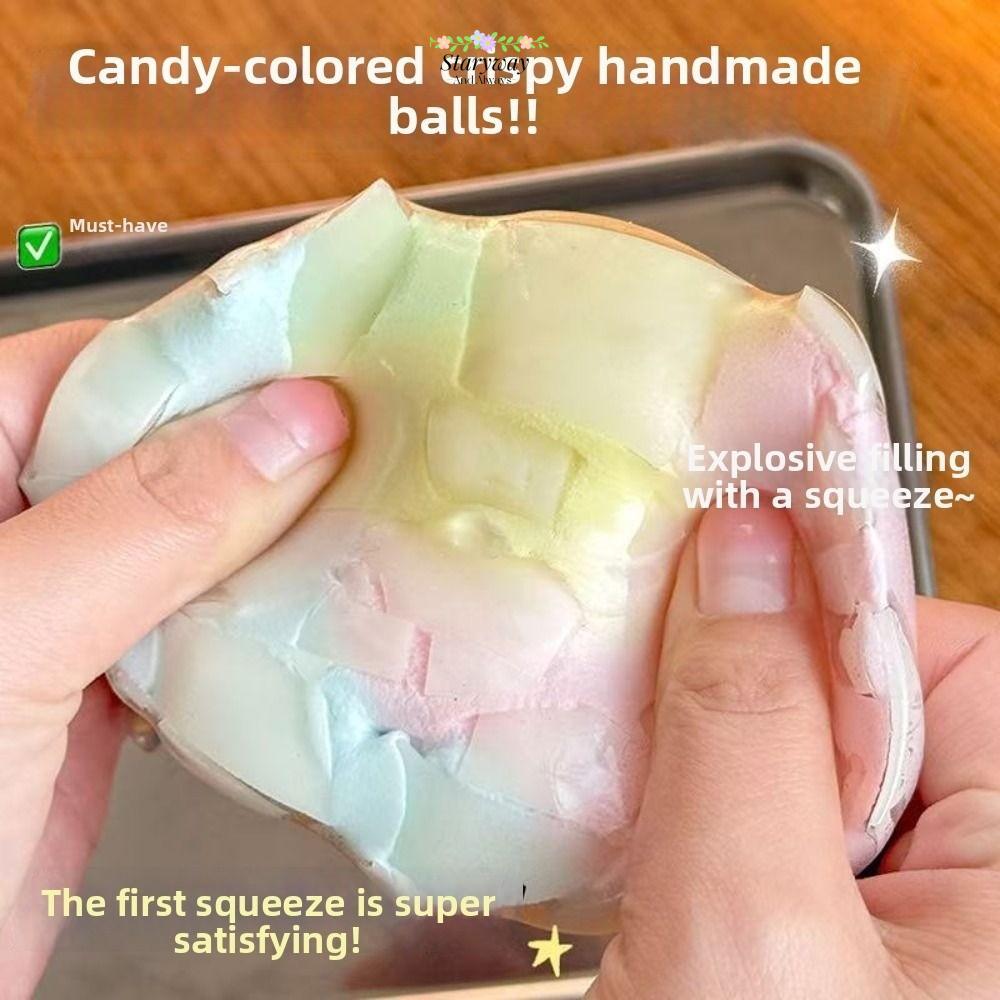 STARYSWAY Rainbow Crispy Ball, Shapeable Soft Squeeze Sensory Fidget Ball, Creative Gradient สีนํากลับมาใช้ใหม่ Non-rebound Decompression Pinch ของเล่นสําหรับเด็กผู้ใหญ่