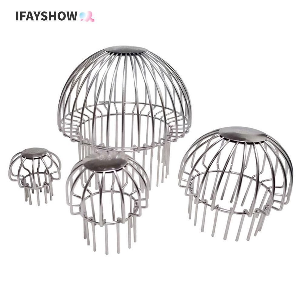 IFAYSHOW ท่อระบายน้ําพื้นหลังคา, ฝาครอบระบายน้ําระเบียงป้องกันการปิดกั้นรอบ, สแตนเลสกลางแจ้งขนาดใหญ่ Displacement Rain ท่อหมวกระบายน้ําท่อประปา