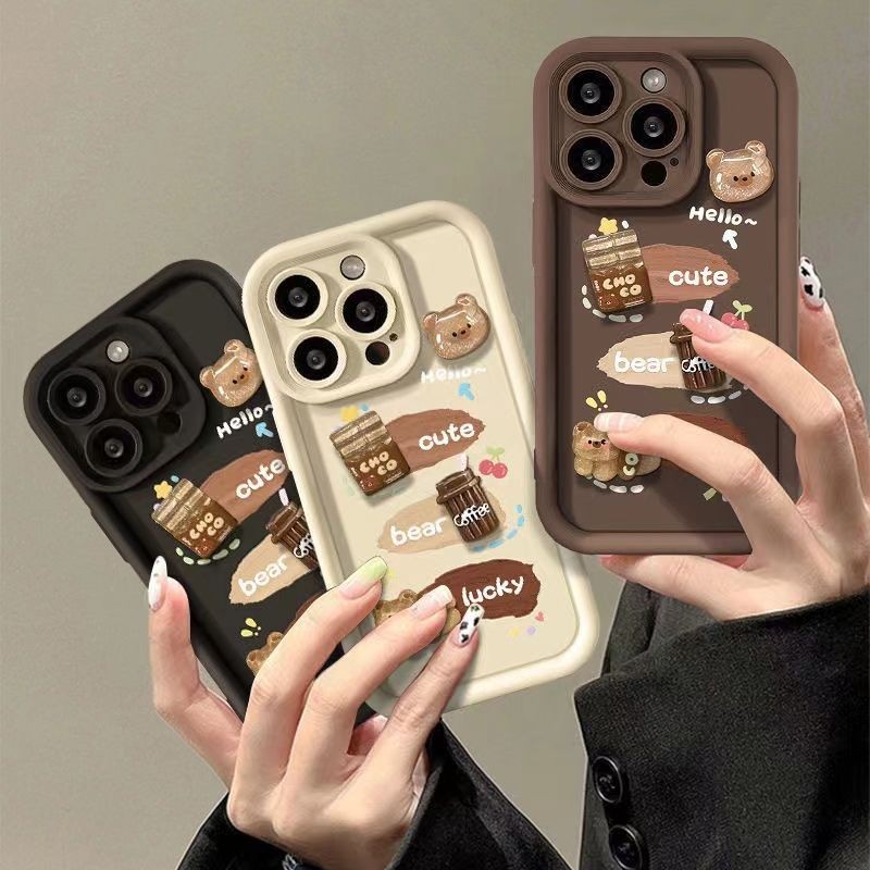 สามมิติหมี vivoy78+เคสโทรศัพท์ y77ey33sy76sy52s7 ซิลิโคน s10y73s17 Soft Case y53s สามมิติหมี vivoy78