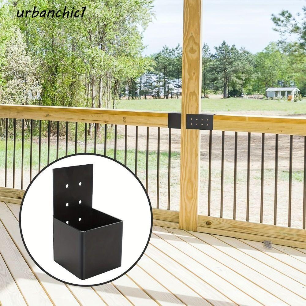 URBANCHIC Pergola Bracket, ขั้วต่อรางดาดฟ้าโลหะที่ทนทาน, พร้อมสกรูติดผนังสีดํา Heavy Duty Pergola อุ