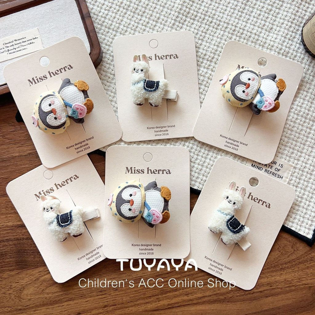 JUA Baby fabric hair clips, infant cartoon hair accessories that don't damage hair, new cute 3D doll
