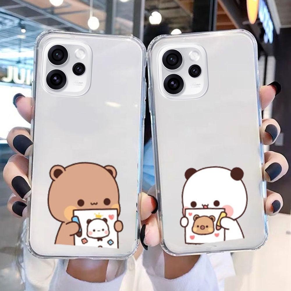 สําหรับ OPPO Reno 15 Pro 5G กรณีปลอกคู่ Clear Soft Bear bubu และ dudu น่ารักฝาครอบคู่ Reno 14 14F Pro 13 13F 12 Pro กรณี