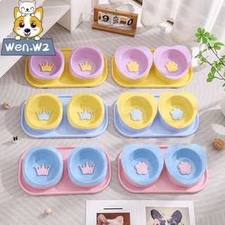 wen.W2【กันมดสุดๆ】ชามอาหารสัตว์คู่ รุ่นใหม่ ดีไซน์น่ารักสดใส ชวนให้สัตว์เลี้ยงอยากกินอาหาร