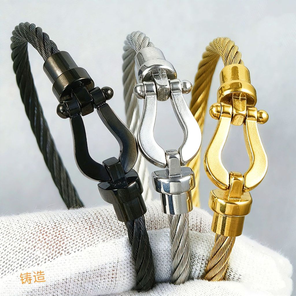 สร้อยข้อมือคลาสสิกจากไทเทเนียม สไตล์เกือกม้า สำหรับทั้งผู้ชายและผู้หญิง ขนาดมาตรฐาน 17-21 cm