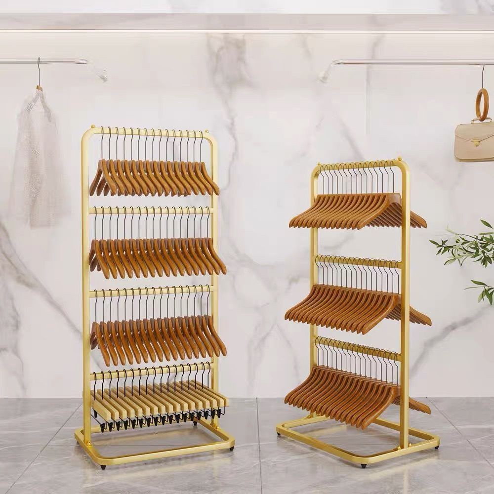 Clothing store hanger storage rack floor-to-ceiling movable storage hanger multi-layer space-saving 
