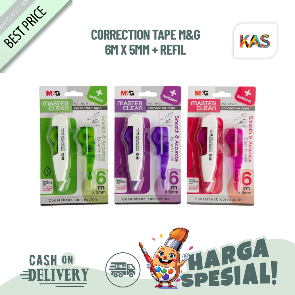 เทปลบคําผิด M&G 6m x 5mm + รีฟิล ACT56071 Tip Ex Paper + Fill Tipex Tape Master Clean - Unit