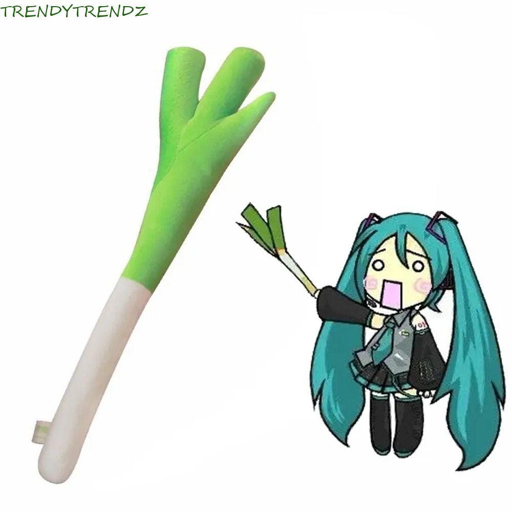 TRENDYTRENDZ Plush หัวหอมสีเขียว, 42 ซม.Vocaloid ตุ๊กตา Scallion, สาว Hatsune Miku Plush Plant สั้น 