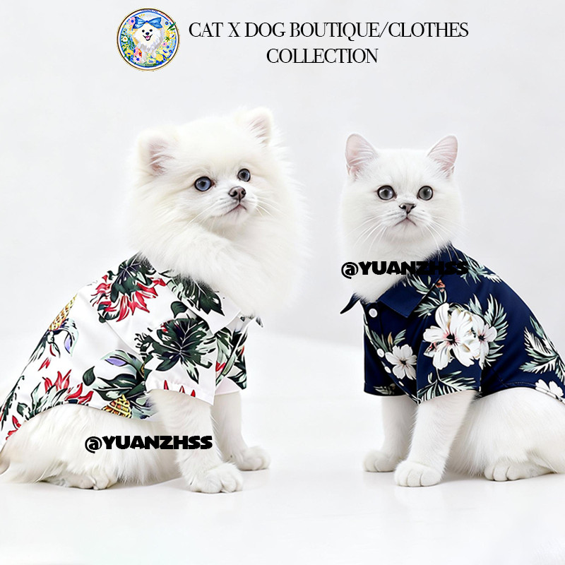 ฮาวายสัตว์เลี้ยงเสื้อยืดสับปะรดมะพร้าวสไตล์ระบายอากาศซัมเมอร์บีชชุดสําหรับสุนัขขนาดเล็กแมวชุดนอน ส-XXL