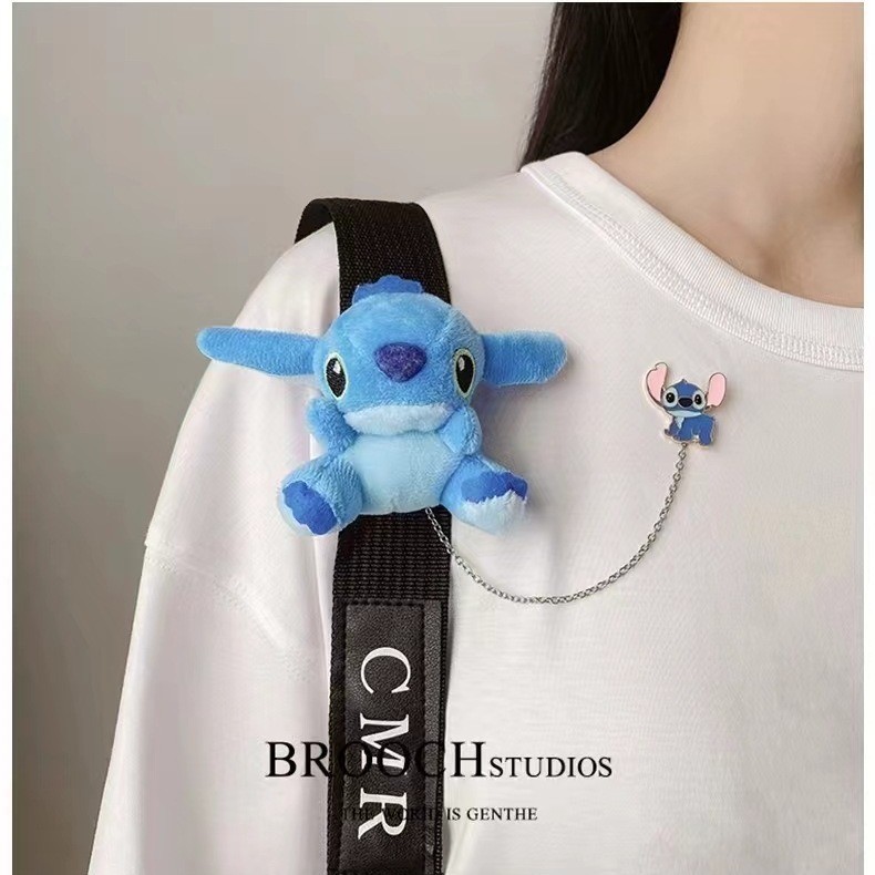 เข็มกลัดตุ๊กตาการ์ตูน Stitch และ Panda แบบสามมิติน่ารัก สำหรับกระเป๋าหรือของตกแต่ง