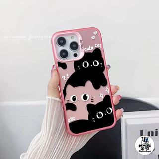 🔥ส่งจากไทย🔥For เคสไอโฟน11/12/13/14/15/16/17 Pro Max Cute Black Cat TPU Matte Case For iPhone 13,14,15,13PM,14PM,15PM เคส