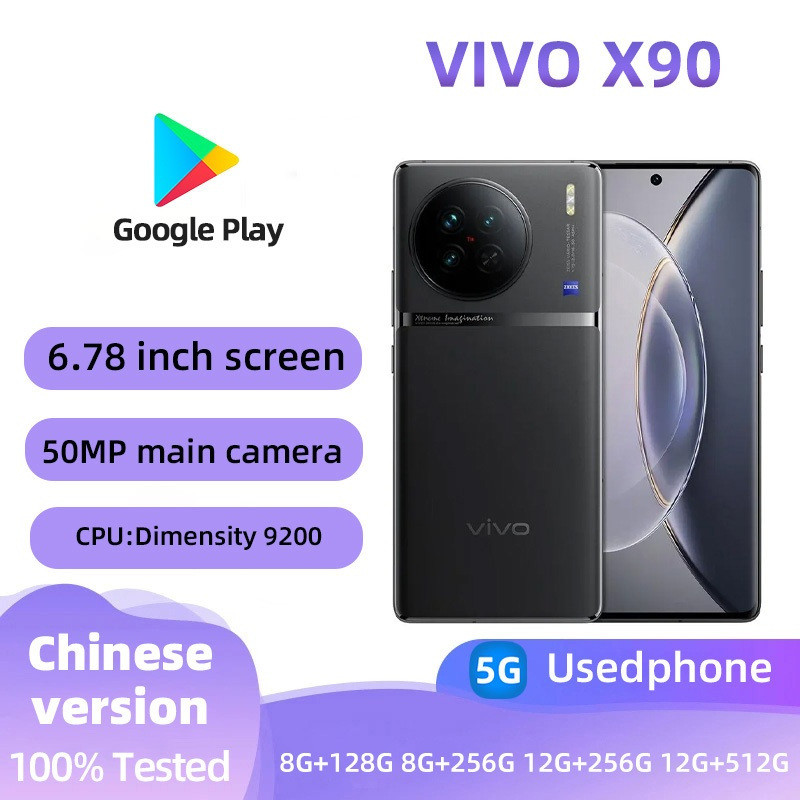 VIVO X90(5G)สมาร์ทโฟน 256GB All-Colors Good Condition โทรศัพท์มือสองรองรับ Google Play