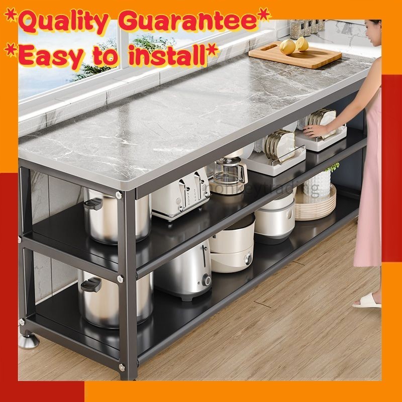 Multi-layer, large-capacity kitchen storage rack with casters, stone kitchen storage rack, kitchen c