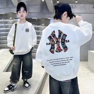 เสื้อสเวตเตอร์แขนยาวเด็กชาย รุ่นใหม่ฤดูใบไม้ผลิ-ฤดูใบไม้ร่วง 2026 เสื้อคอกลมปักลาย