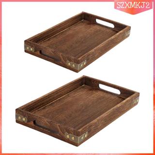 [szxmkj2] ถาดเสิร์ฟไม้พร้อมที่จับ, ถาดทนทานสําหรับเตียง, ของ…
