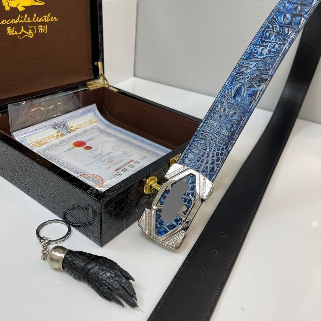 ZJQ7 1V Crocodile Bone Skin3.8Men's Leather Belt