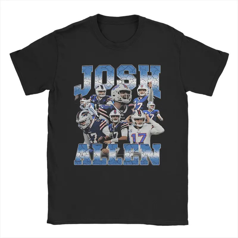 เสื้อยืดผ้าฝ้ายสำหรับชาย Vintage Josh Allen แขนสั้น พร้อมเป็นของขวัญวันเกิด