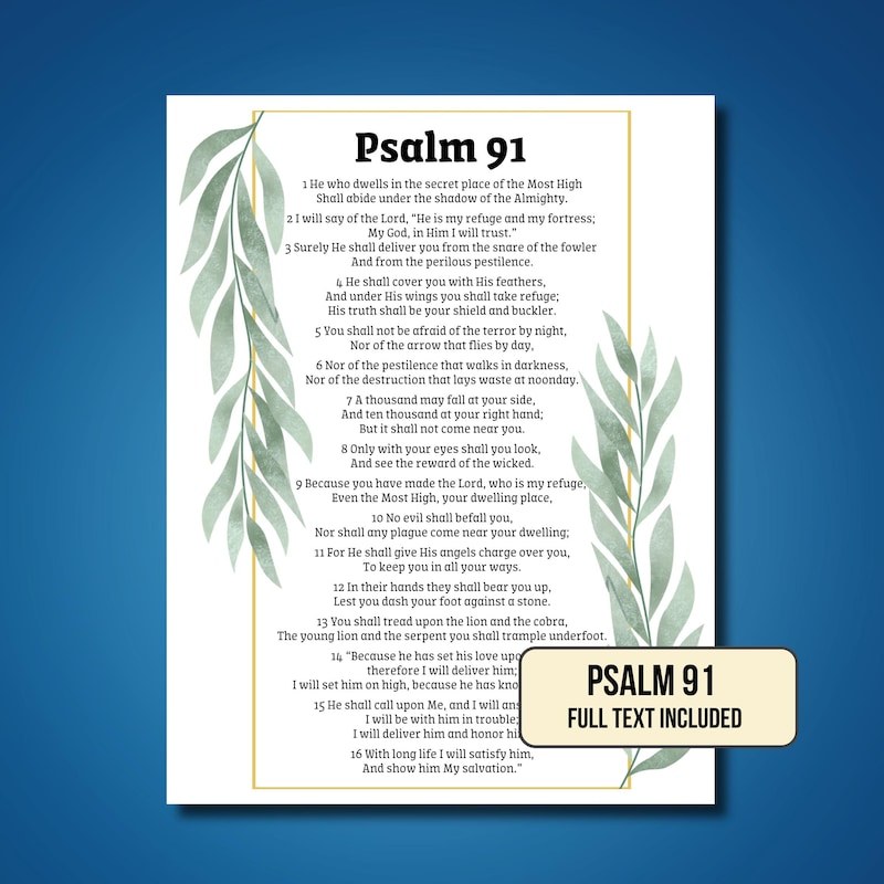 ความงามโปสเตอร์Psalm 91 Scripture Wall Art Psalm 91 Bibleผ้าใบพิมพ์Psalm 91 NKJV Bibleโปสเตอร์Psalm 