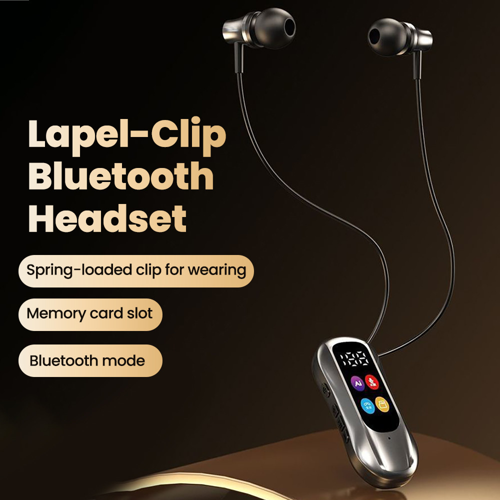 Collar-Clip ชุดหูฟังบลูทูธหูฟังไร้สายพร้อมไมโครโฟน HD Calling BT หูฟังเสียงตัวแปรหูฟังรองรับการ์ด SD