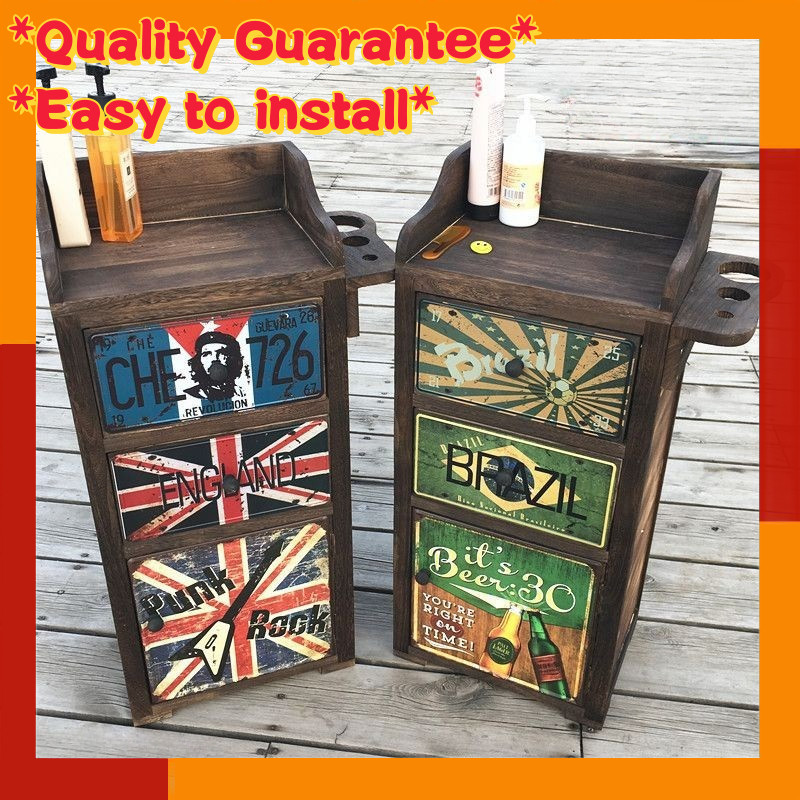 Hair salon tool cabinet, solid wood drawer-style storage cabinet, retro barber shop tool cabinet, ha