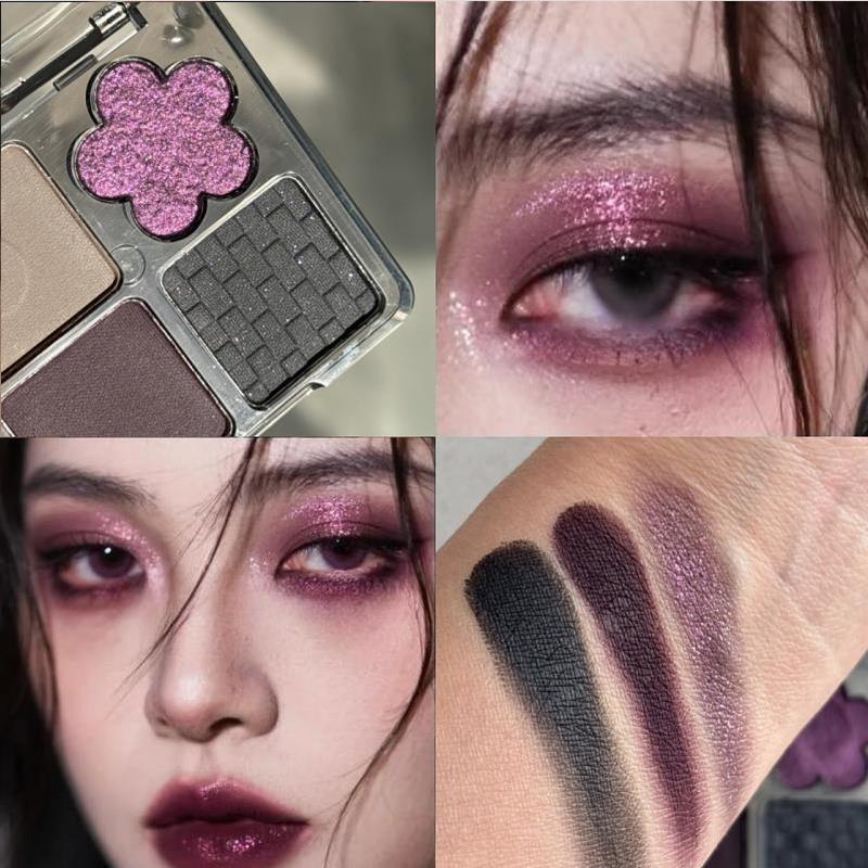 Dark Eyeshadow Palette Smoky แต่งหน้าสีม่วงอายแชโดว์สีดํา Palette Fine Glitter สาวร้อนแต่งหน้า Heavy แต่งหน้ากันน้ํายาวนาน