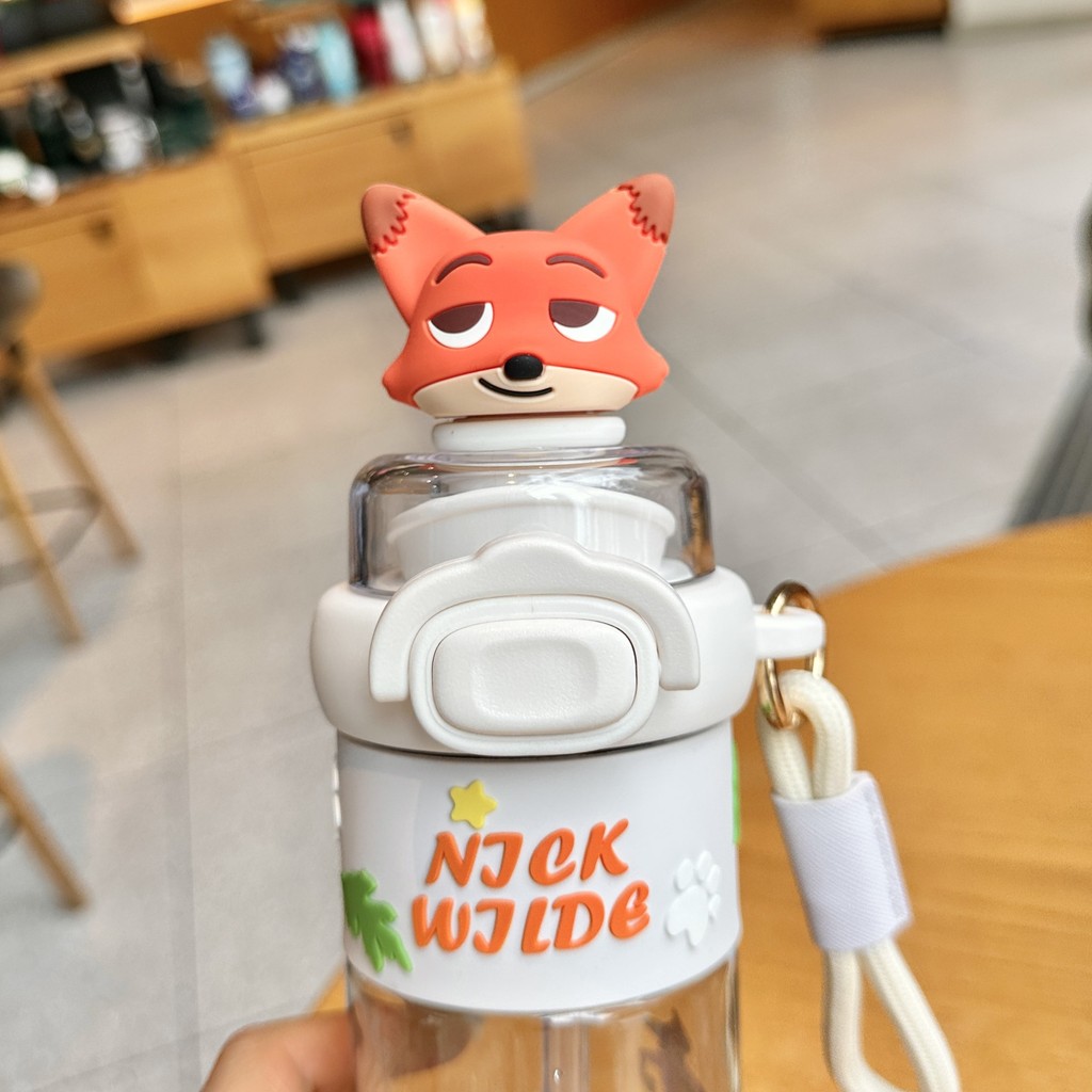 Zootopia Judy Nick tritan การ์ตูนเด็กนักเรียน Crazy Animal City แบบพกพาหลอดพลาสติกถ้วยชาถ้วยน้ําฟาง Judy - รูปที่ 4