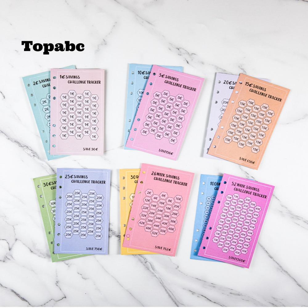 การ์ดประหยัดค่าใช้จ่าย TOPABC 48 ชิ้น, A6 100 ซอง 52 สัปดาห์ประหยัดท้าทายซองเงินสด, บันทึก Euros USD